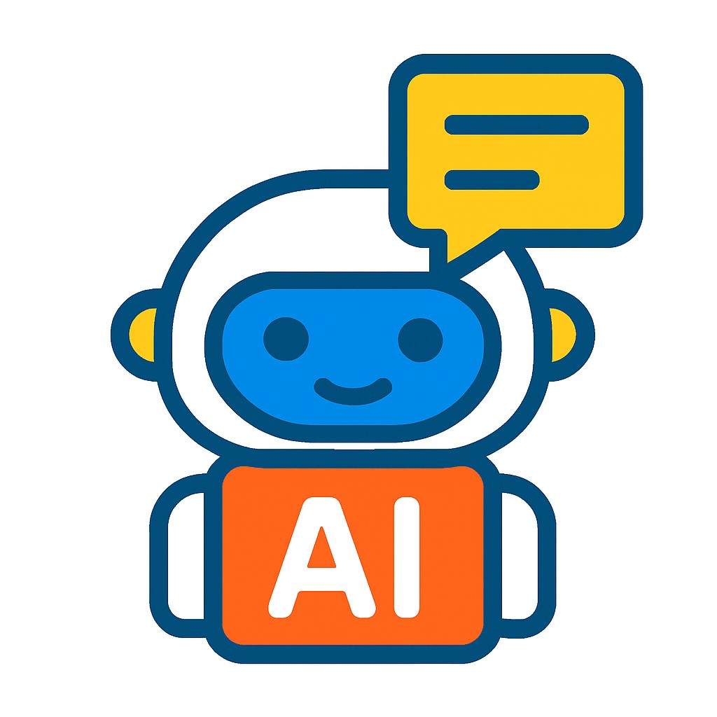 Icône d’un chatbot IA interactif, représentant un robot de conversation alimenté par intelligence artificielle pour améliorer le service client et l’engagement utilisateur.